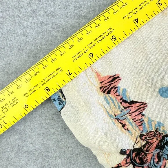 Sonoma Cowboy Print Camp Shirt Cream Linen Cotton Blend Short Sleeve Sz S - Picture 7 of 9